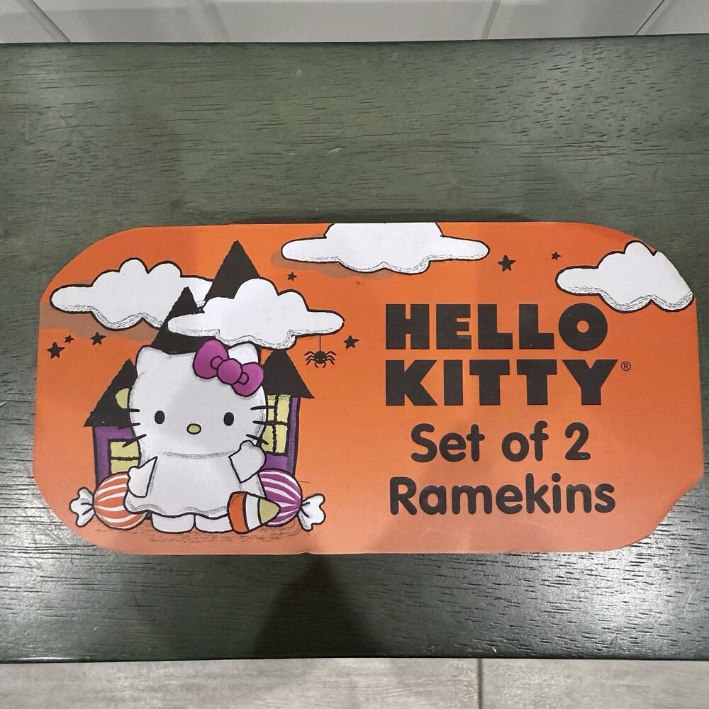 New Hello Kitty Halloween Ramekins Set Of 2 Ceramic Bowls